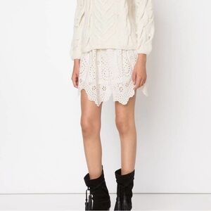 Ulla Johnson 2 100% Silk Eyelet Mini Skirt Ivory Flo women pull on ivory